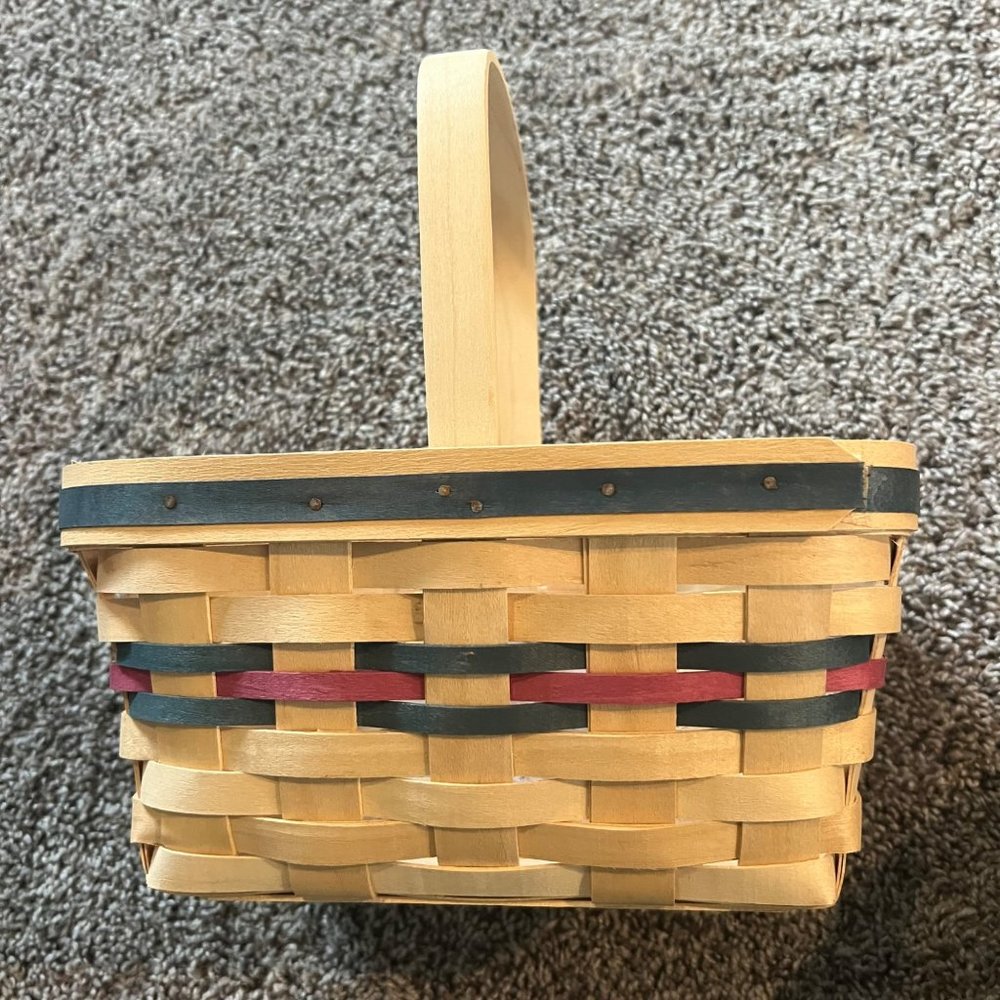 Longaberger 1991 Basket with Stationary Handle & Plastic Liner